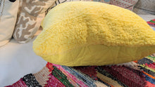 Load image into Gallery viewer, DaDa Bedding Hand-Made Tuscan Sun Yellow Sherpa Backside Quilted Throw Pillow - 18" x 18"