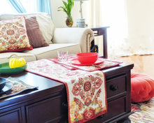Load image into Gallery viewer, Tache Elegant Burgundy Ornate Paisley Woven Tapestry Table Runner (18194)