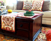 Load image into Gallery viewer, Tache Elegant Burgundy Ornate Paisley Woven Tapestry Table Runner (18194)