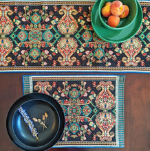 Load image into Gallery viewer, Tache Elegant Black Ornate Paisley Woven Tapestry Placemat Set (18192)