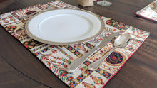Load image into Gallery viewer, DaDalogy Bedding Set of 4-Pieces Light White Mughal Floral Botanical Cottage Fleur Tapestry Placemats 13” x 19” (18196)