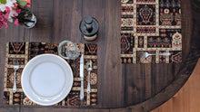 Load image into Gallery viewer, DaDa Bedding Set of 8 Pieces Dark Botanical Mughal Floral Table Woven Black Tapestry - 4 Placemats, 2 Table Runners, 2 Throw Pillow Covers (18197)