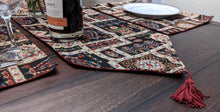 Load image into Gallery viewer, DaDa Bedding Set of 8 Pieces Dark Botanical Mughal Floral Table Woven Black Tapestry - 4 Placemats, 2 Table Runners, 2 Throw Pillow Covers (18197)