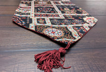 Load image into Gallery viewer, DaDalogy Bedding Elegant Woven Mughal Floral Tapestry Table Runner, Dark Noir Botanical Vintage Fleur (18197)