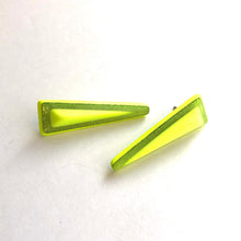 Load image into Gallery viewer, Neon Yellow Sparkle Trio Stud Earrings