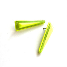 Load image into Gallery viewer, Neon Yellow Sparkle Trio Stud Earrings