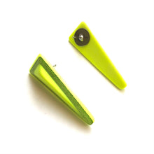 Load image into Gallery viewer, Neon Yellow Sparkle Trio Stud Earrings