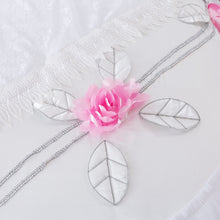 Load image into Gallery viewer, Tache Ruffle Floral Lace Satin White Pink Luxury Delicate Rose Comforter Set (MA125)