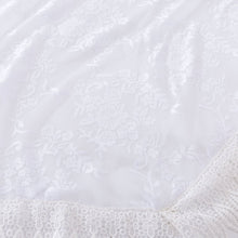 Load image into Gallery viewer, Tache Ruffle Floral Lace Satin White Pink Luxury Delicate Rose Comforter Set (MA125)