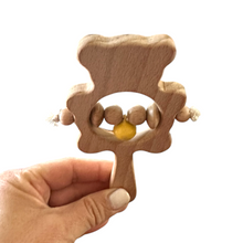 Load image into Gallery viewer, Wooden Bear Rattle Shaker – Yellow Bell Edition