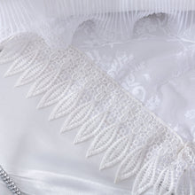 Load image into Gallery viewer, Tache Ruffle Floral Lace Satin White Pink Luxury Delicate Rose Comforter Set (MA125)