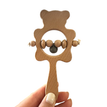 Load image into Gallery viewer, Wooden Bear Rattle Shaker – Gray Bell Edition