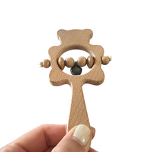 Load image into Gallery viewer, Wooden Bear Rattle Shaker – Gray Bell Edition