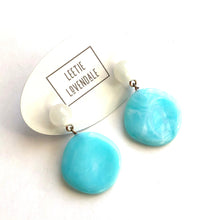 Load image into Gallery viewer, Aquamarine Marbled Lucite Sarah Drop Earrings
