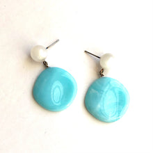 Load image into Gallery viewer, Aquamarine Marbled Lucite Sarah Drop Earrings