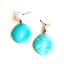 Load image into Gallery viewer, Aquamarine Marbled Lucite Sarah Drop Earrings