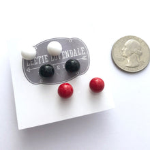 Load image into Gallery viewer, Red Black and White Stud Earring Set | 8mm Vintage Lucite Triple Studs Set