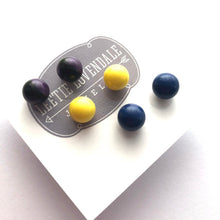 Load image into Gallery viewer, Jewel Tone Batik Mix Stud Earring Set | 8mm Vintage Lucite Triple Studs Set