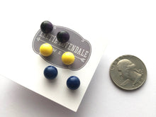 Load image into Gallery viewer, Jewel Tone Batik Mix Stud Earring Set | 8mm Vintage Lucite Triple Studs Set