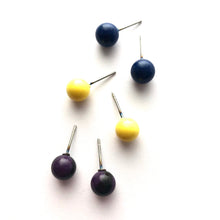 Load image into Gallery viewer, Jewel Tone Batik Mix Stud Earring Set | 8mm Vintage Lucite Triple Studs Set