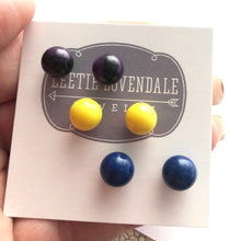 Load image into Gallery viewer, Jewel Tone Batik Mix Stud Earring Set | 8mm Vintage Lucite Triple Studs Set