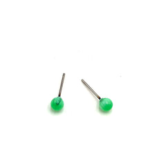 Load image into Gallery viewer, Green Stripe Moonglow Tiny Ball Stud Earrings
