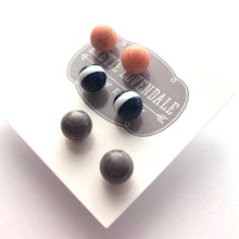 Load image into Gallery viewer, Sunset Mist Stud Earring Set | 8mm Vintage Lucite Triple Studs Set