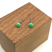 Load image into Gallery viewer, Green Stripe Moonglow Tiny Ball Stud Earrings