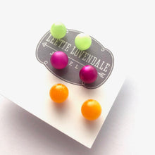 Load image into Gallery viewer, Citrus Mix Stud Earring Set | 8mm Vintage Lucite Triple Studs Set