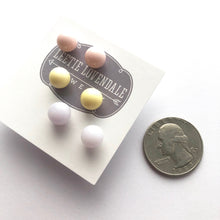 Load image into Gallery viewer, Pastel Tones Stud Earring Set | 8mm Vintage Lucite Triple Studs Set
