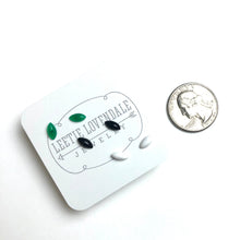 Load image into Gallery viewer, Emerald Black and White Mini Marquis Tiny Stud Earrings Set