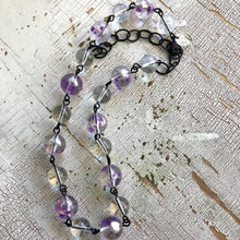 Load image into Gallery viewer, Purple &amp; Clear Snowglobe Beaded Amelia Necklace