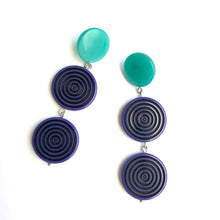 Load image into Gallery viewer, Blue &amp; Green TurnTable Statement Earrings