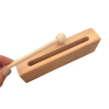 Load image into Gallery viewer, Wooden Slit Drum – Natural Tone Block Percussion Instrument with Mallet – Montessori Rhythm Toy for Kids &amp; Classrooms