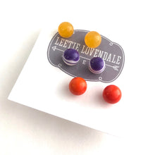 Load image into Gallery viewer, Crown Jewel Mix Stud Earring Set | 8mm Vintage Lucite Triple Studs Set