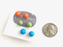 Load image into Gallery viewer, Fruit Colada Stud Earring Set | 8mm Vintage Lucite Triple Studs Set