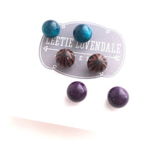 Load image into Gallery viewer, Ruby Burst Glow Stud Earring Set | 8mm Vintage Lucite Triple Studs Set