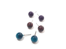 Load image into Gallery viewer, Ruby Burst Glow Stud Earring Set | 8mm Vintage Lucite Triple Studs Set