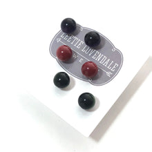 Load image into Gallery viewer, Ruby Emerald Amethyst Glow 8mm Triple Stud Earring Set