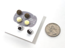 Load image into Gallery viewer, Earth Neutrals Stud Earring Set | 8mm Vintage Lucite Triple Studs Set