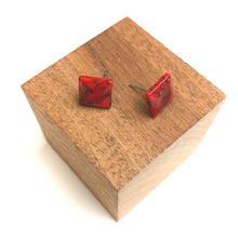 Load image into Gallery viewer, Rust Red Mosaic Flat Square Stud Earrings