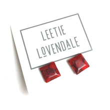 Load image into Gallery viewer, Rust Red Mosaic Flat Square Stud Earrings