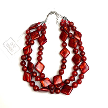 Load image into Gallery viewer, Deep Red with Diamonds Aura Glow Beaded Morgan Necklace