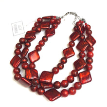 Load image into Gallery viewer, Deep Red with Diamonds Aura Glow Beaded Morgan Necklace