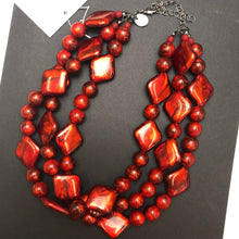 Load image into Gallery viewer, Deep Red with Diamonds Aura Glow Beaded Morgan Necklace