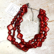 Load image into Gallery viewer, Deep Red with Diamonds Aura Glow Beaded Morgan Necklace