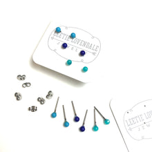 Load image into Gallery viewer, Turquoise &amp; Blues Ombre' Studs Earrings Set