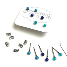 Load image into Gallery viewer, Turquoise &amp; Blues Ombre' Studs Earrings Set