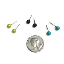 Load image into Gallery viewer, Chartreuse Black &amp; Turquoise Tiny Studs Earrings Set