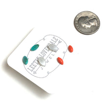 Load image into Gallery viewer, Turquoise White &amp; Dark Peach Tiny Marquis Studs Earrings Set
